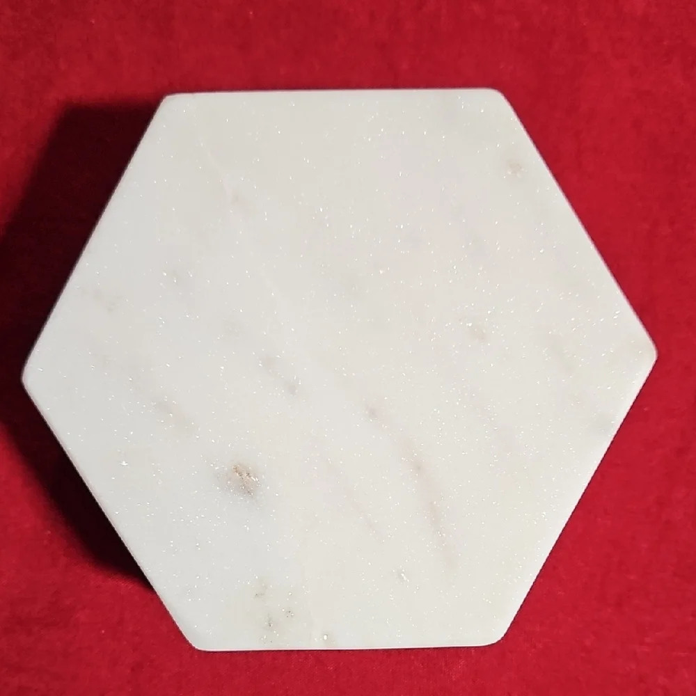 Hexagon White Marble Coasters - Set of 4
